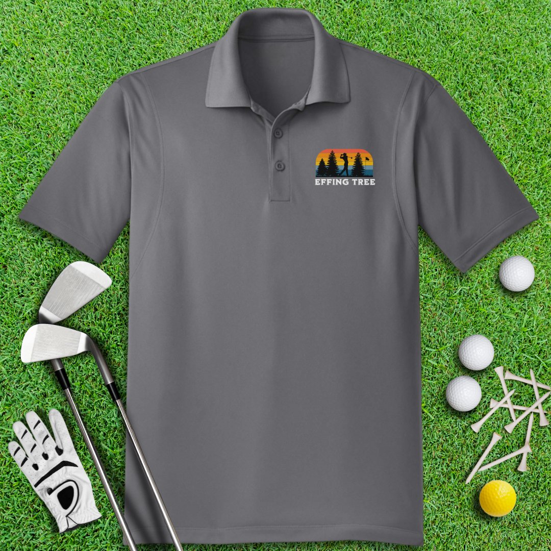 Effing Tree Retro Sunset Polo Shirt - TeeHee Golf Gear