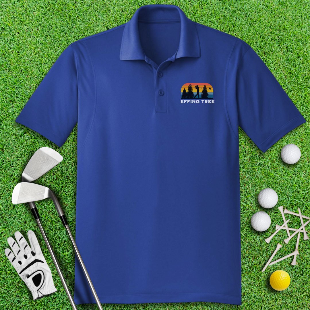 Effing Tree Retro Sunset Polo Shirt - TeeHee Golf Gear