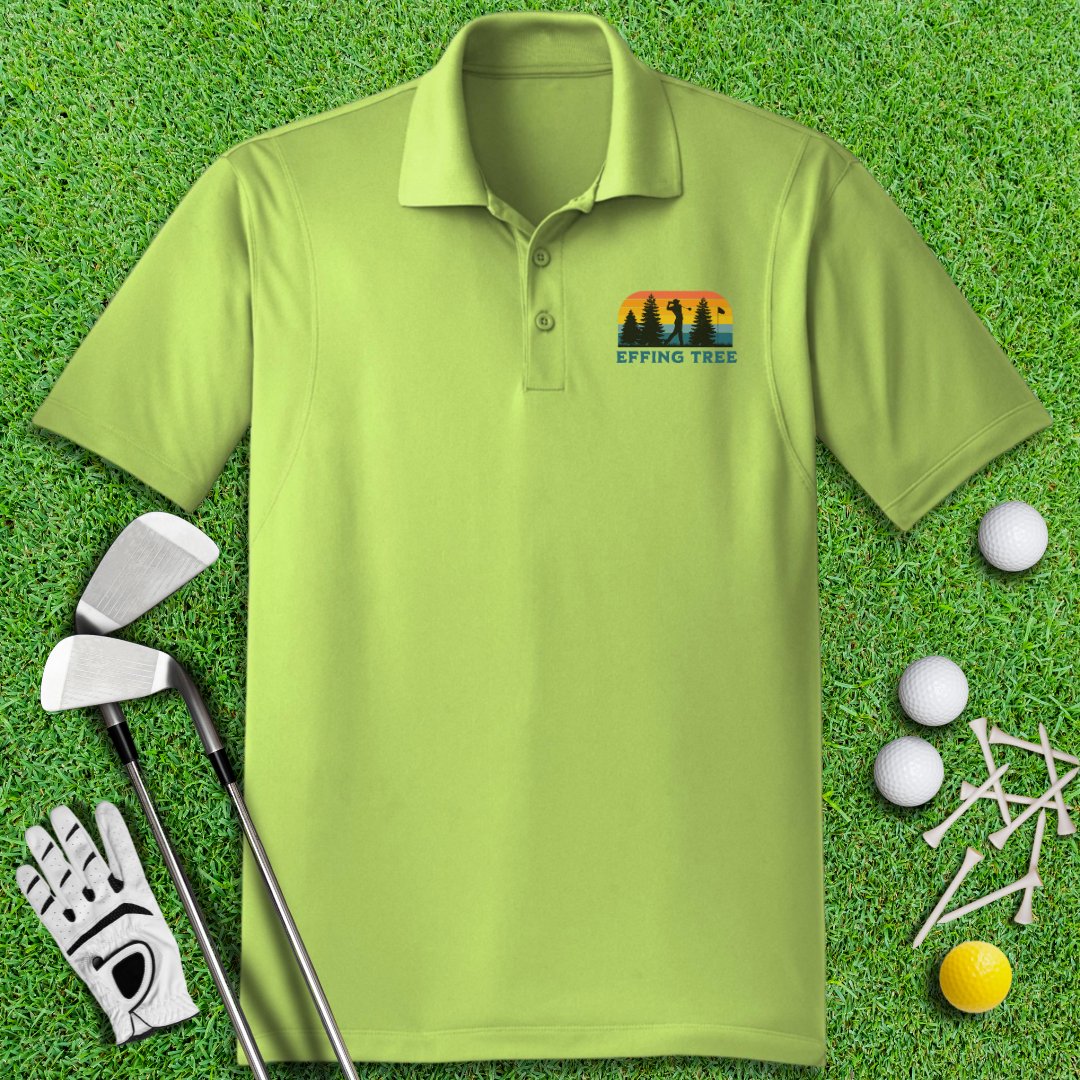 Effing Tree Retro Sunset Polo Shirt - TeeHee Golf Gear