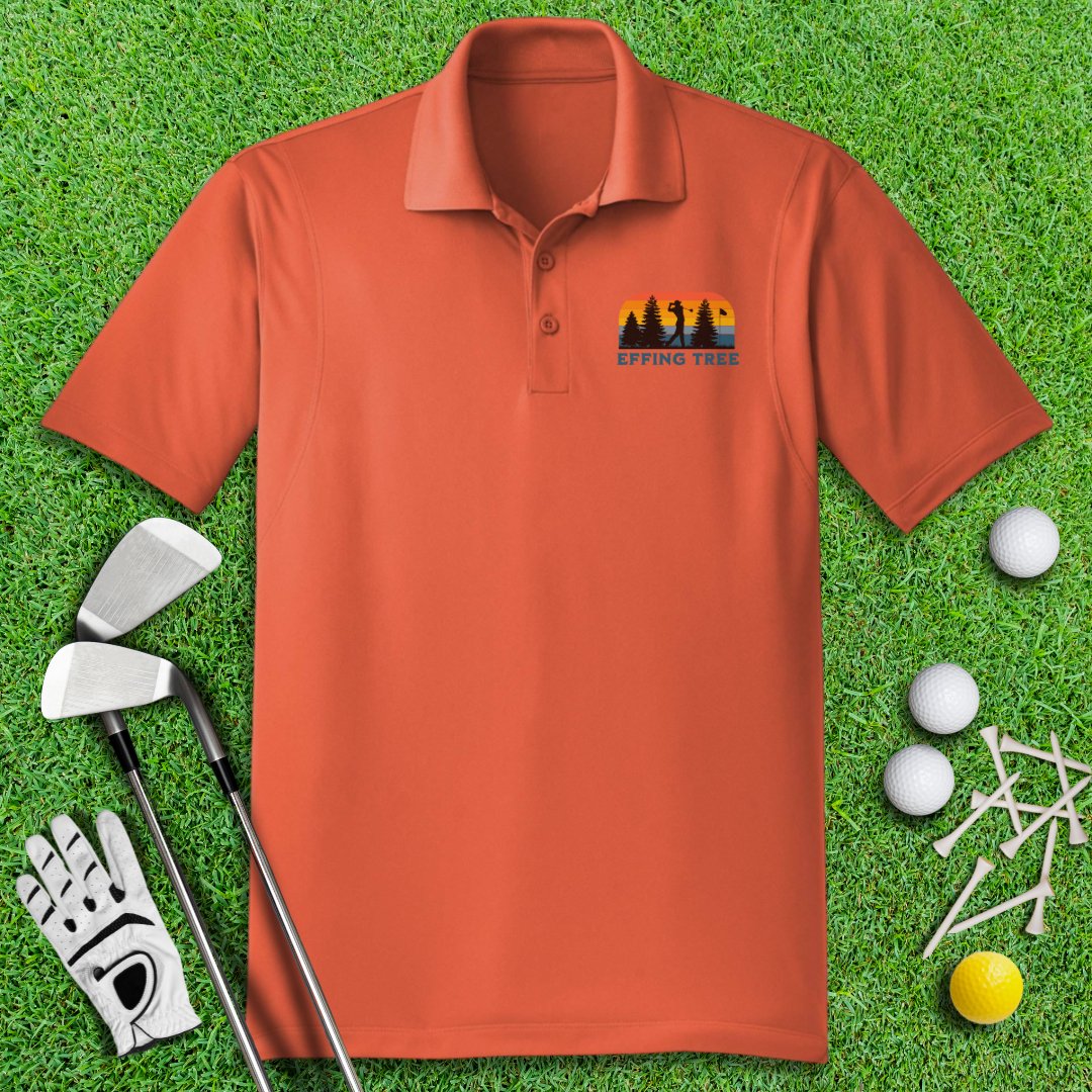 Effing Tree Retro Sunset Polo Shirt - TeeHee Golf Gear