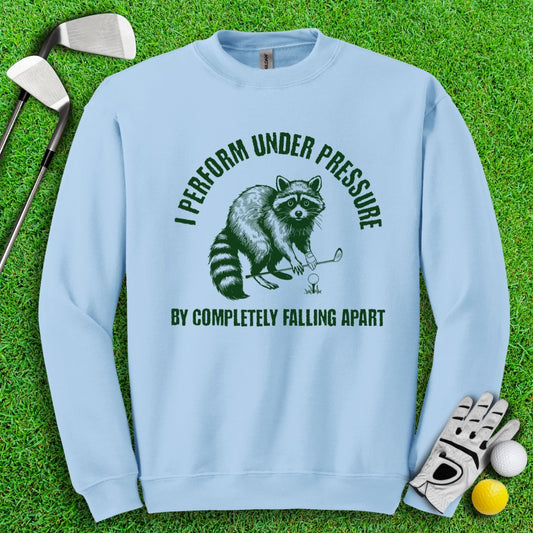 Falling Apart Under Pressure Raccoon Crewneck - TeeHee Golf Gear