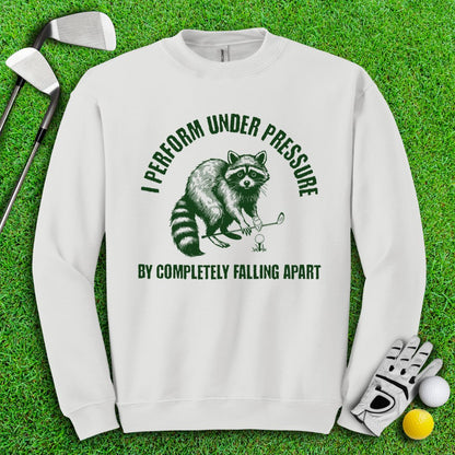 Falling Apart Under Pressure Raccoon Crewneck - TeeHee Golf Gear