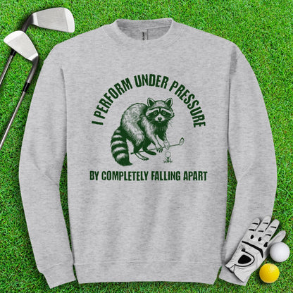 Falling Apart Under Pressure Raccoon Crewneck - TeeHee Golf Gear