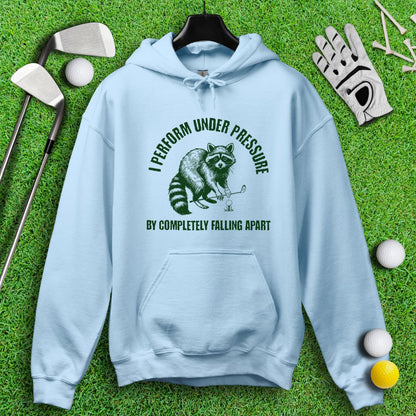 Falling Apart Under Pressure Raccoon Hoodie - TeeHee Golf Gear