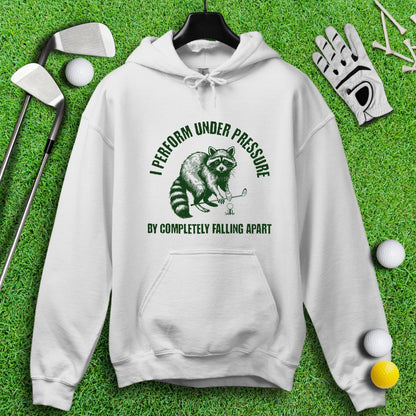 Falling Apart Under Pressure Raccoon Hoodie - TeeHee Golf Gear