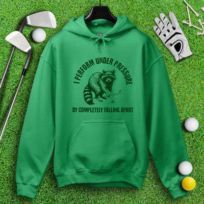 Falling Apart Under Pressure Raccoon Hoodie - TeeHee Golf Gear