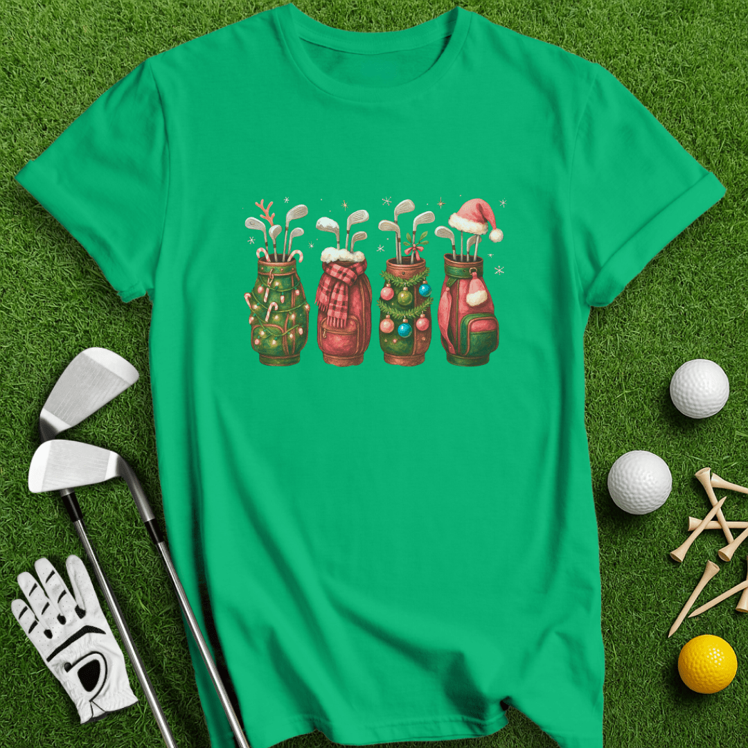 Festive Golf Bags T-shirt - TeeHee Golf Gear