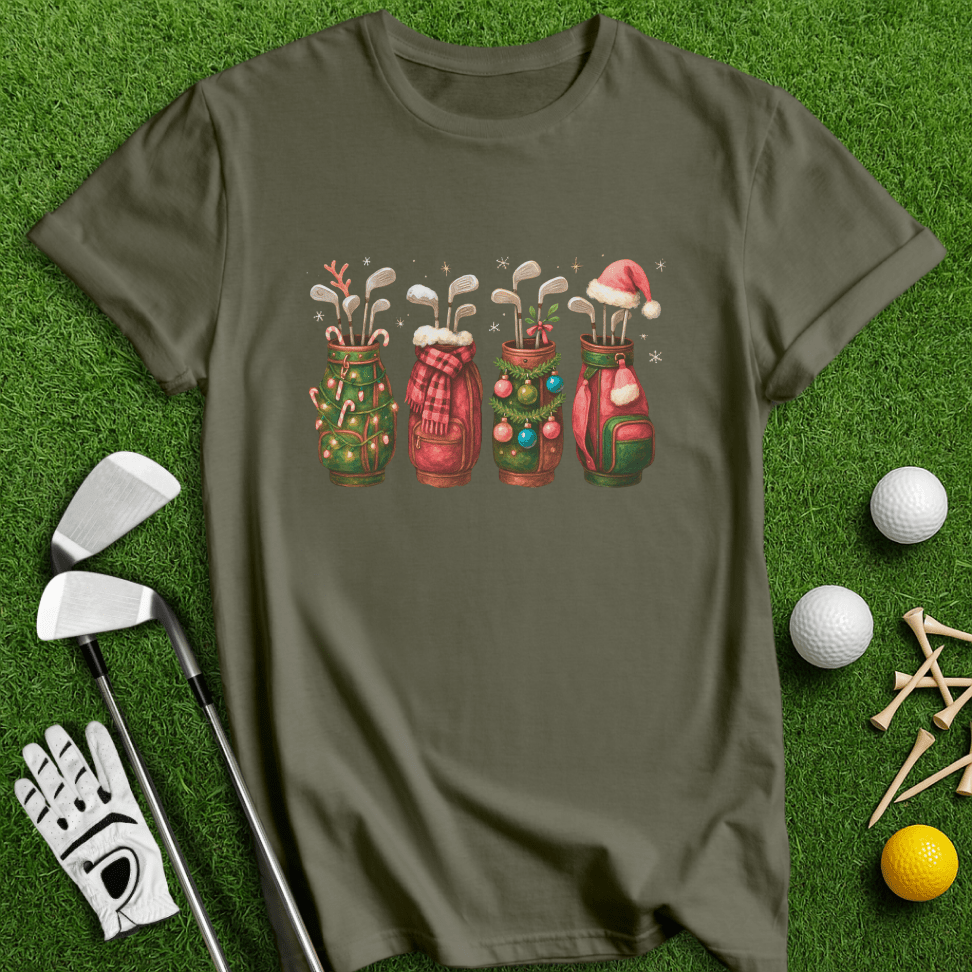 Festive Golf Bags T-shirt - TeeHee Golf Gear