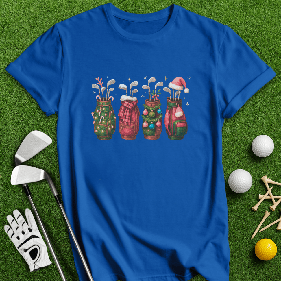 Festive Golf Bags T-shirt - TeeHee Golf Gear