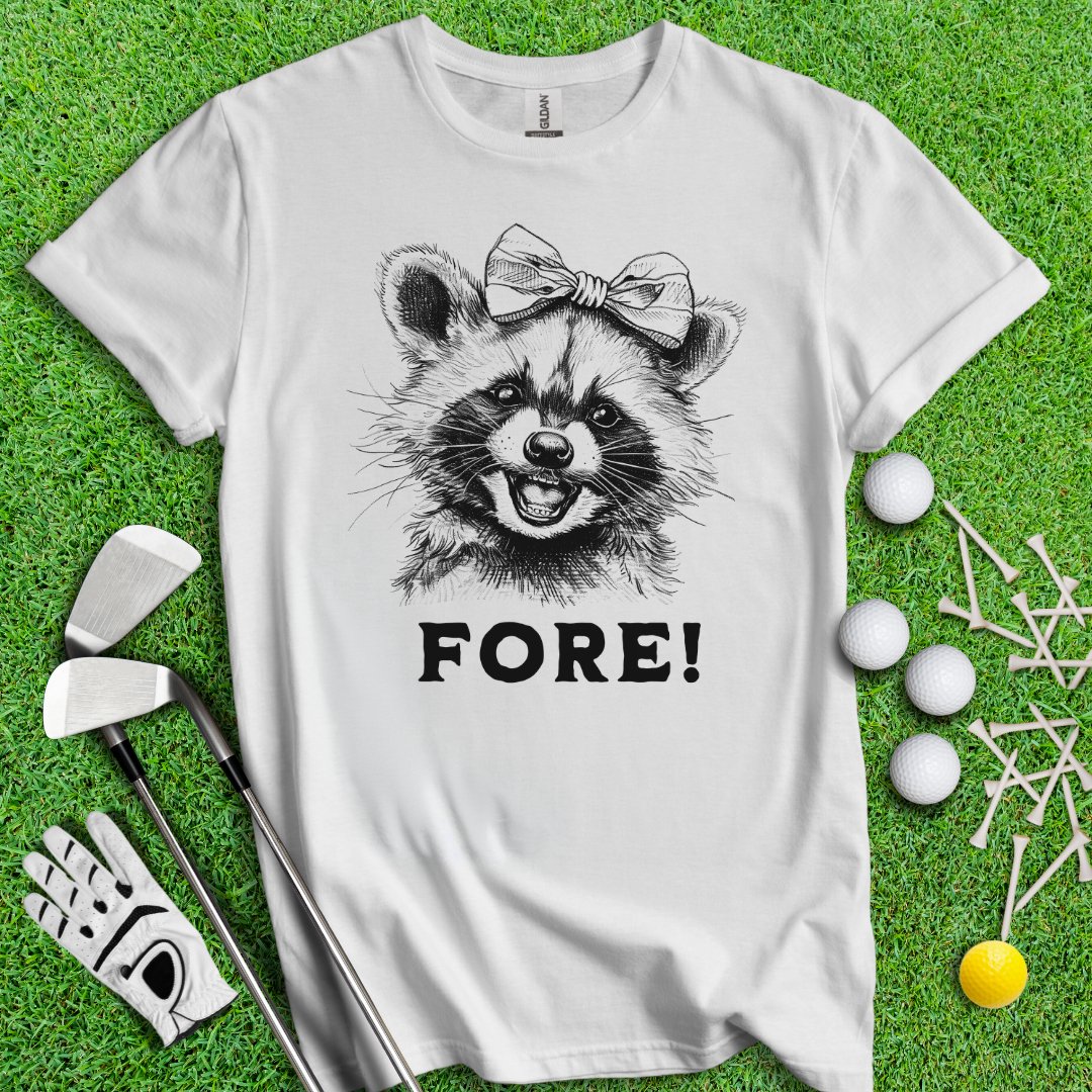 Fore! Raccoon T-Shirt - TeeHee Golf Gear