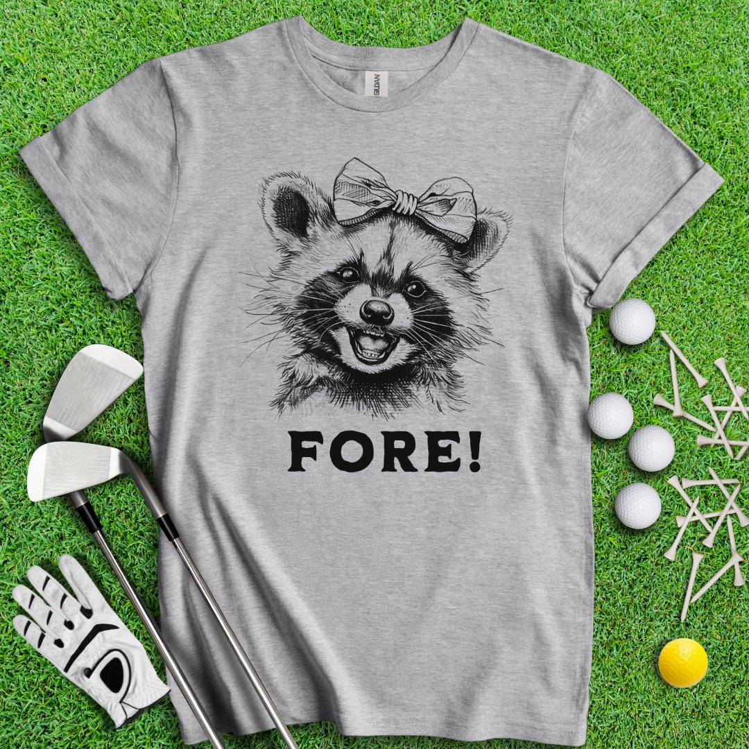 Fore! Raccoon T-Shirt - TeeHee Golf Gear