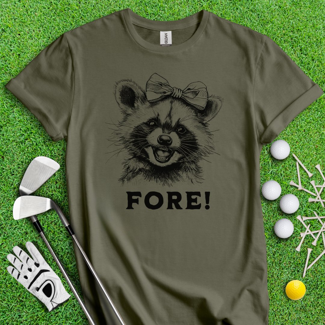 Fore! Raccoon T-Shirt - TeeHee Golf Gear