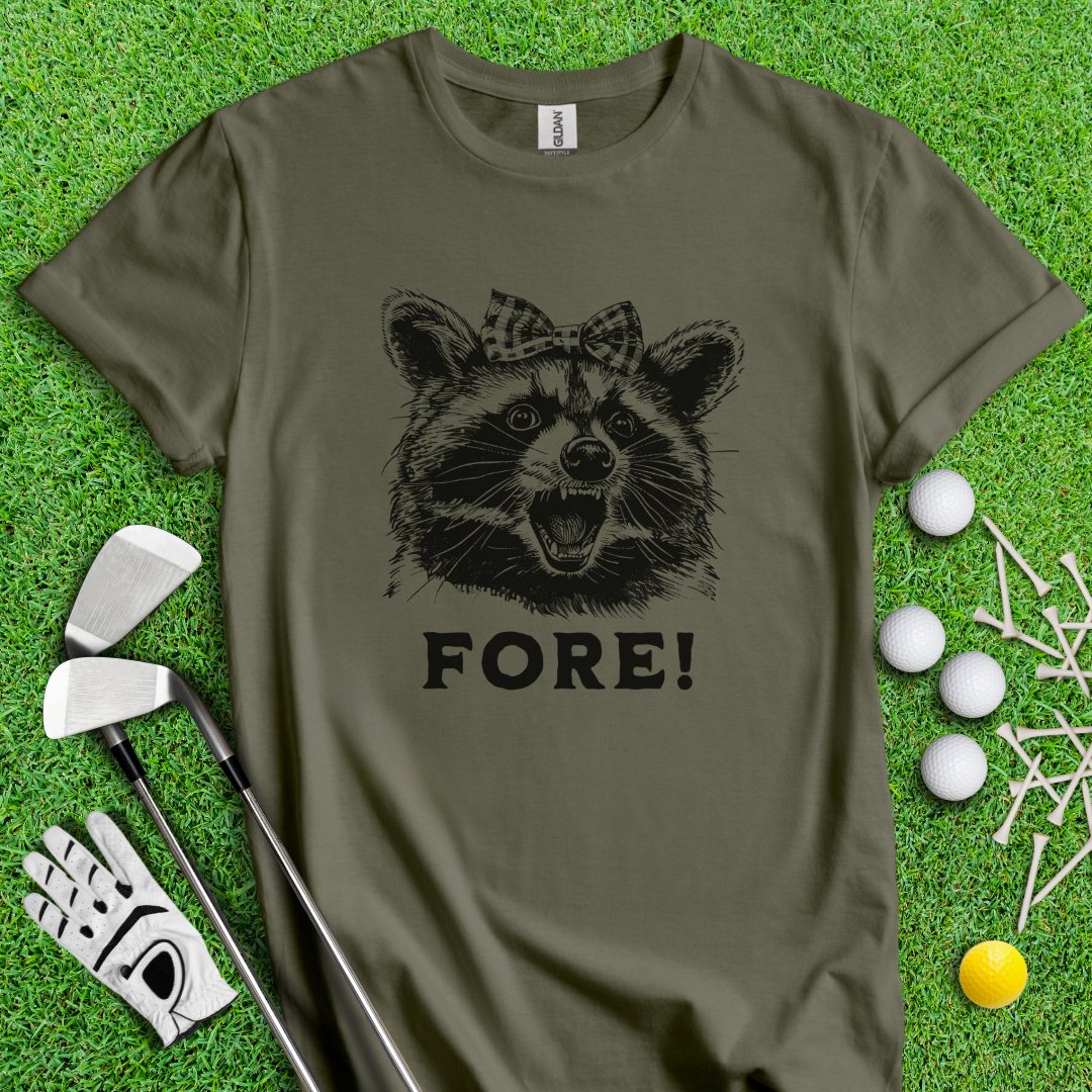 Fore! Raccoon T-Shirt - TeeHee Golf Gear