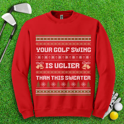 Funny Golf Joke Xmas Ugly Crewneck Sweater - TeeHee Golf Gear