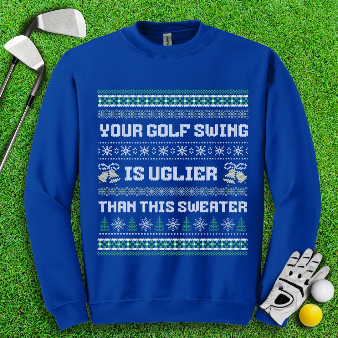 Funny Golf Joke Xmas Ugly Crewneck Sweater - TeeHee Golf Gear