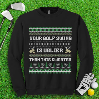 Funny Golf Joke Xmas Ugly Crewneck Sweater - TeeHee Golf Gear