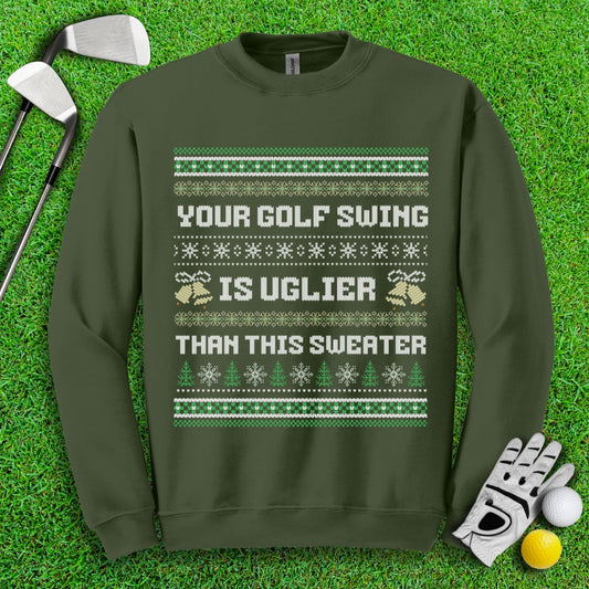 Funny Golf Joke Xmas Ugly Crewneck Sweater - TeeHee Golf Gear