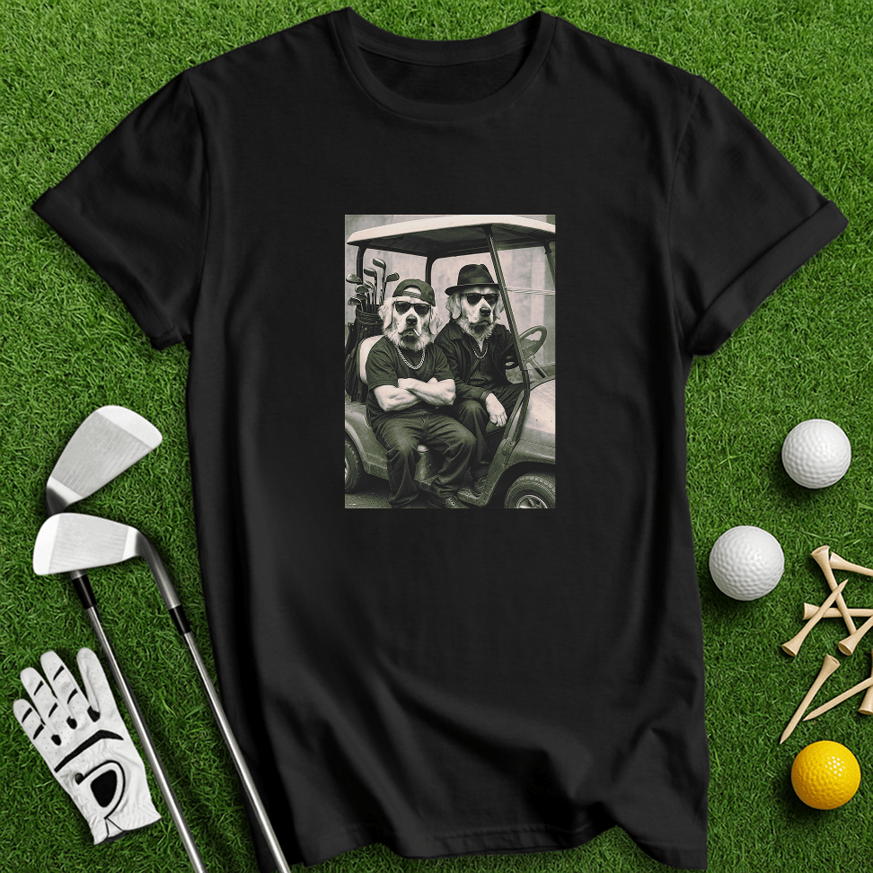 Golden Retriever Gangster Golfer T-shirt - TeeHee Golf Gear