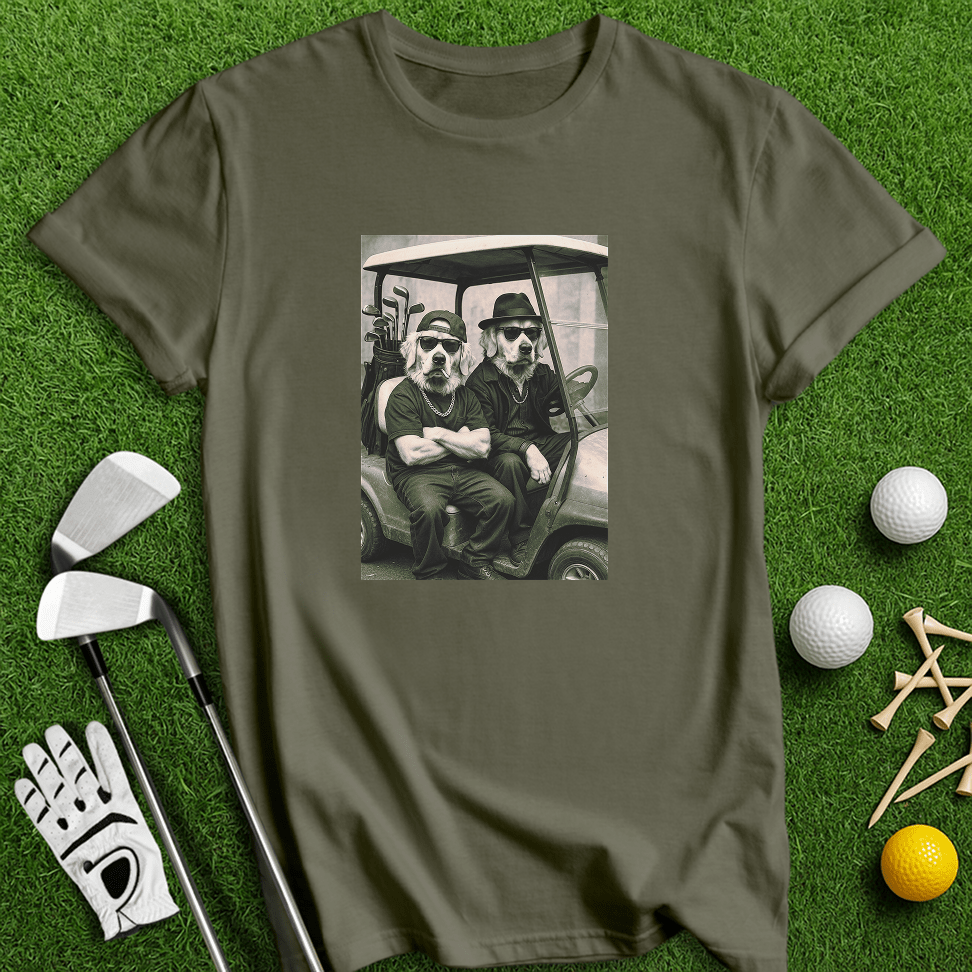 Golden Retriever Gangster Golfer T-shirt - TeeHee Golf Gear