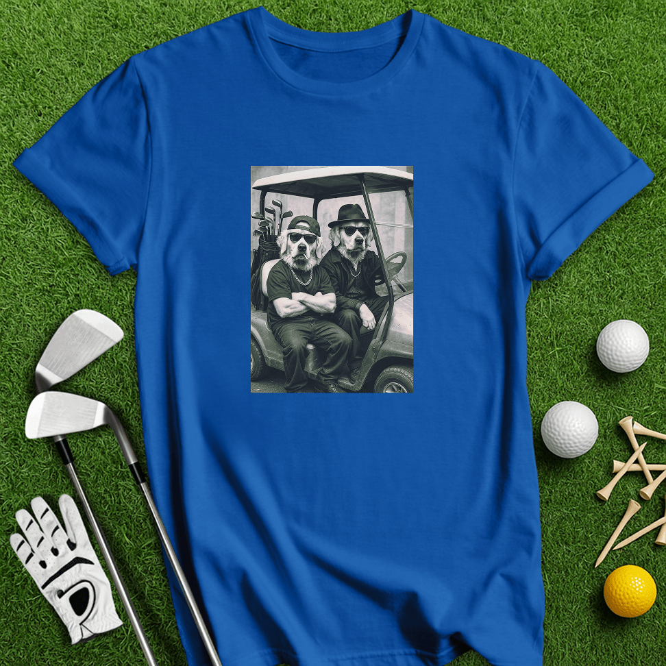 Golden Retriever Gangster Golfer T-shirt - TeeHee Golf Gear