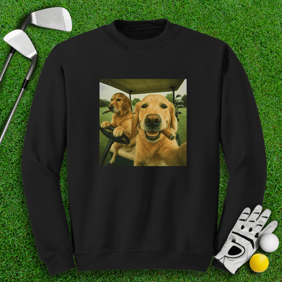 Golden Retriever Golfers Selfie Crewneck - TeeHee Golf Gear