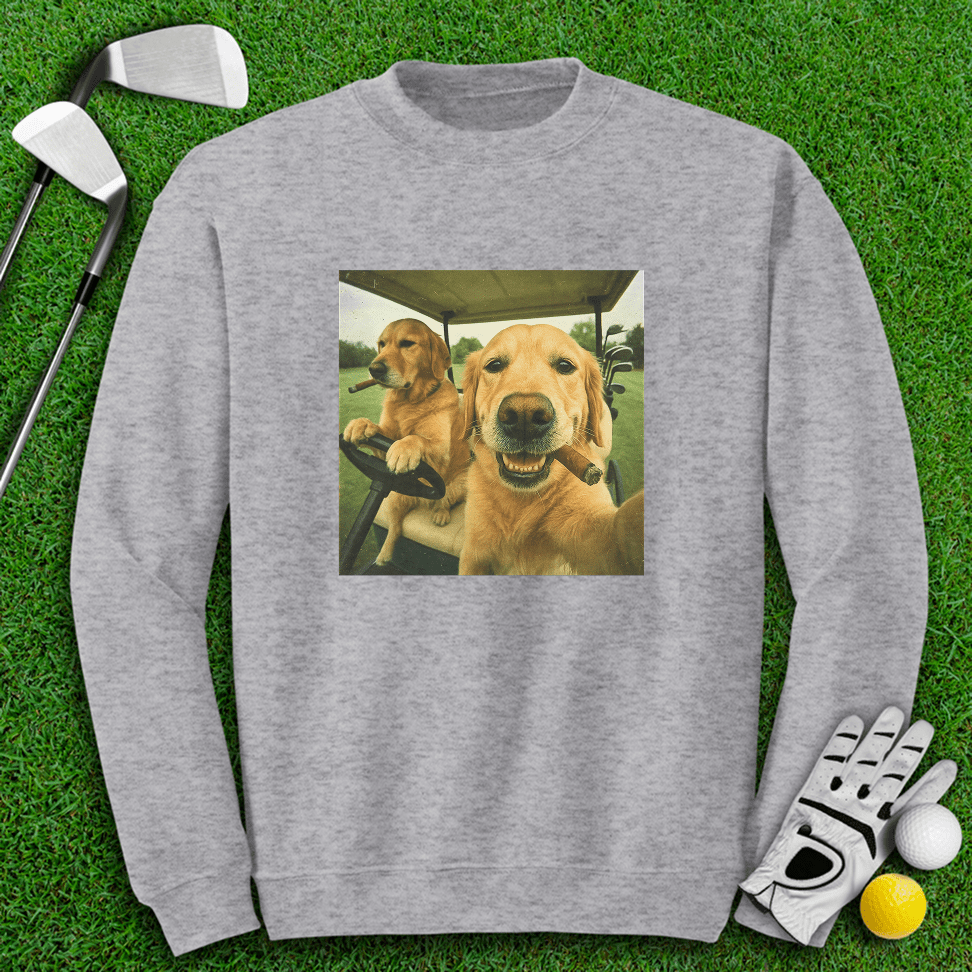 Golden Retriever Golfers Selfie Crewneck - TeeHee Golf Gear