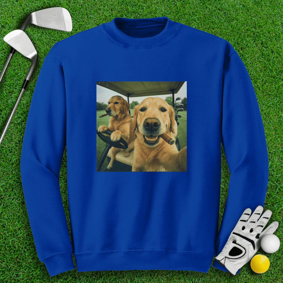 Golden Retriever Golfers Selfie Crewneck - TeeHee Golf Gear