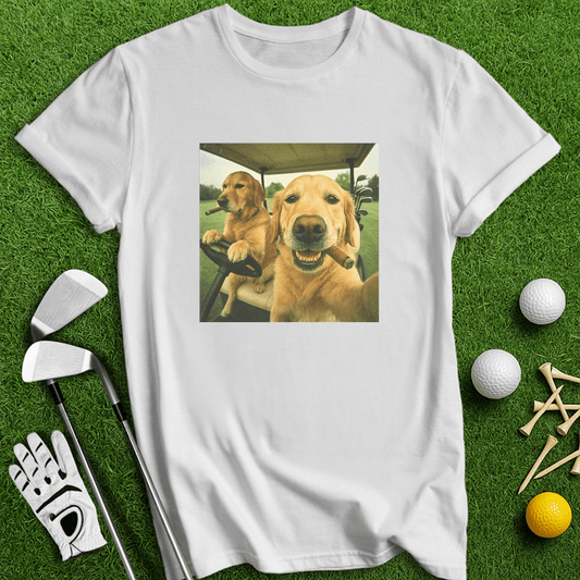 Golden Retriever Golfers Selfie T-shirt - TeeHee Golf Gear