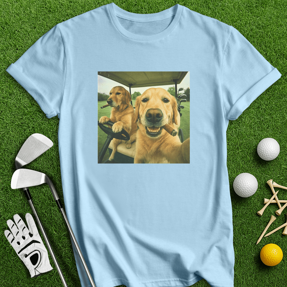 Golden Retriever Golfers Selfie T-shirt - TeeHee Golf Gear