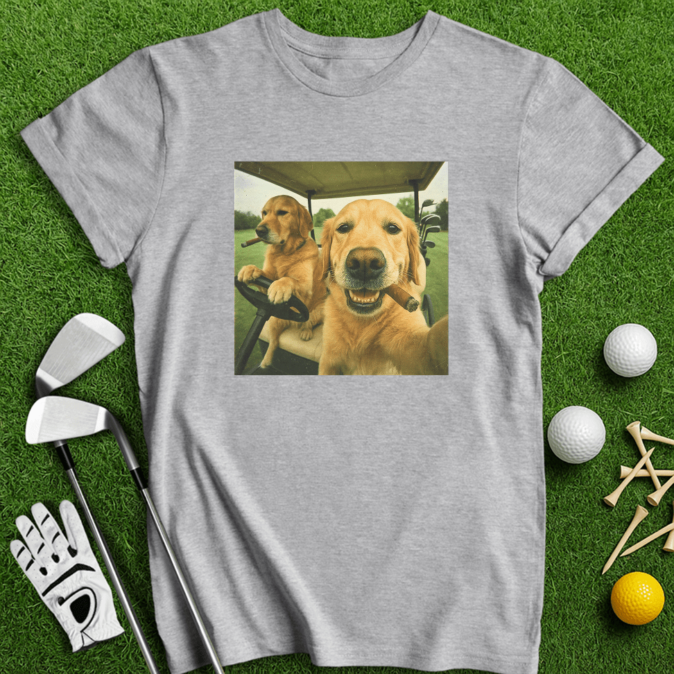 Golden Retriever Golfers Selfie T-shirt - TeeHee Golf Gear
