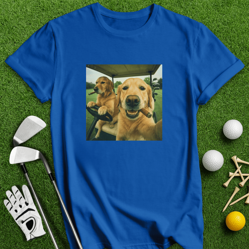 Golden Retriever Golfers Selfie T-shirt - TeeHee Golf Gear