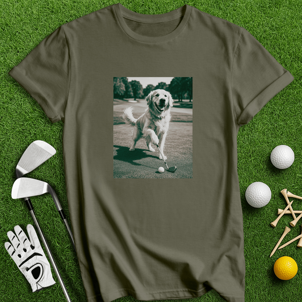 Golden Retriever Golfing T-shirt - TeeHee Golf Gear