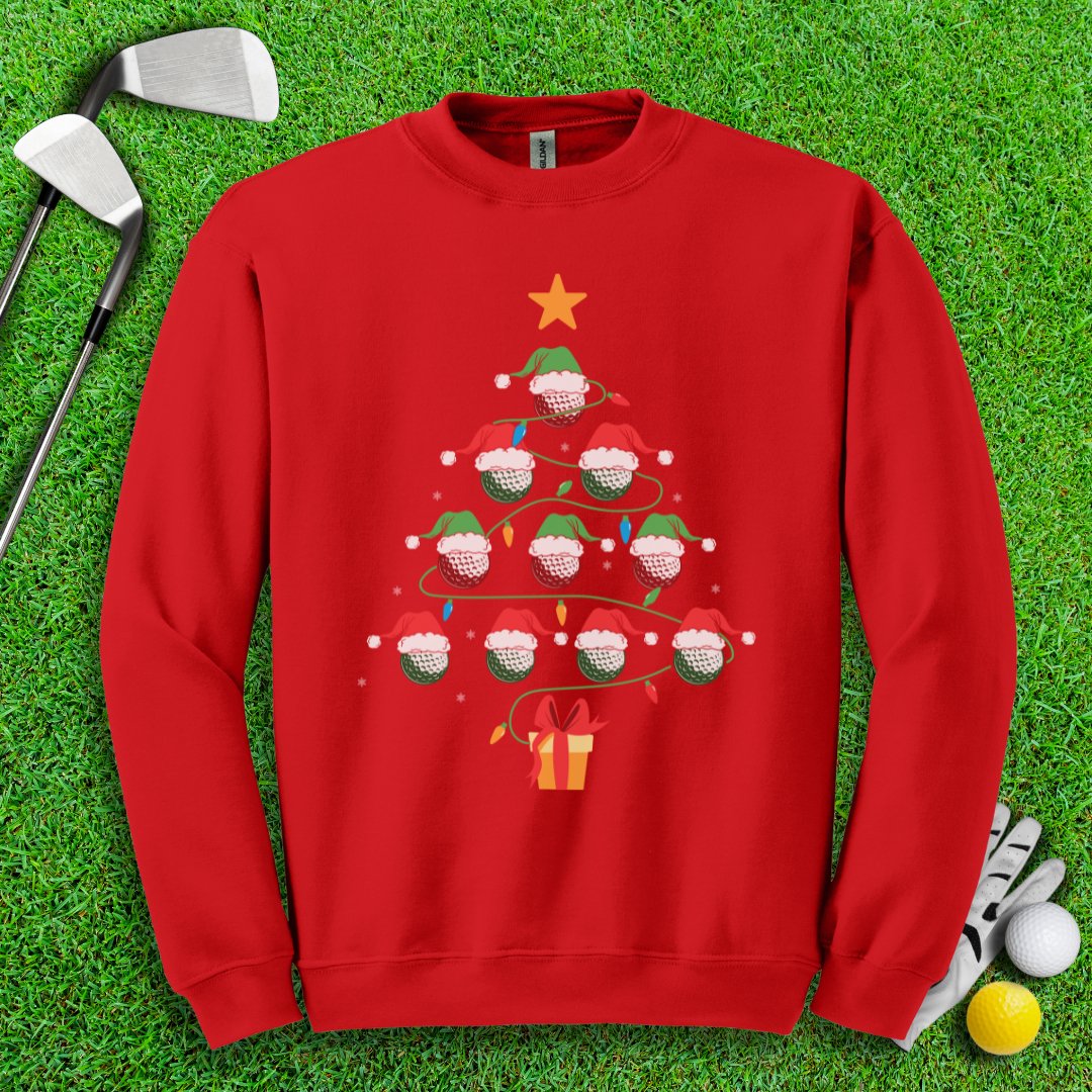 Golf Ball Christmas Tree Crewneck - TeeHee Golf Gear