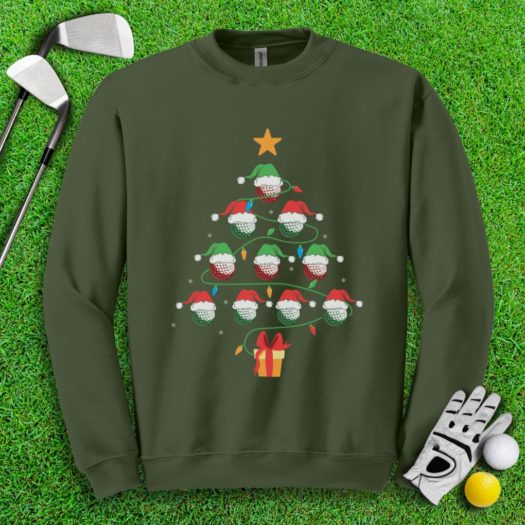 Golf Ball Christmas Tree Crewneck - TeeHee Golf Gear