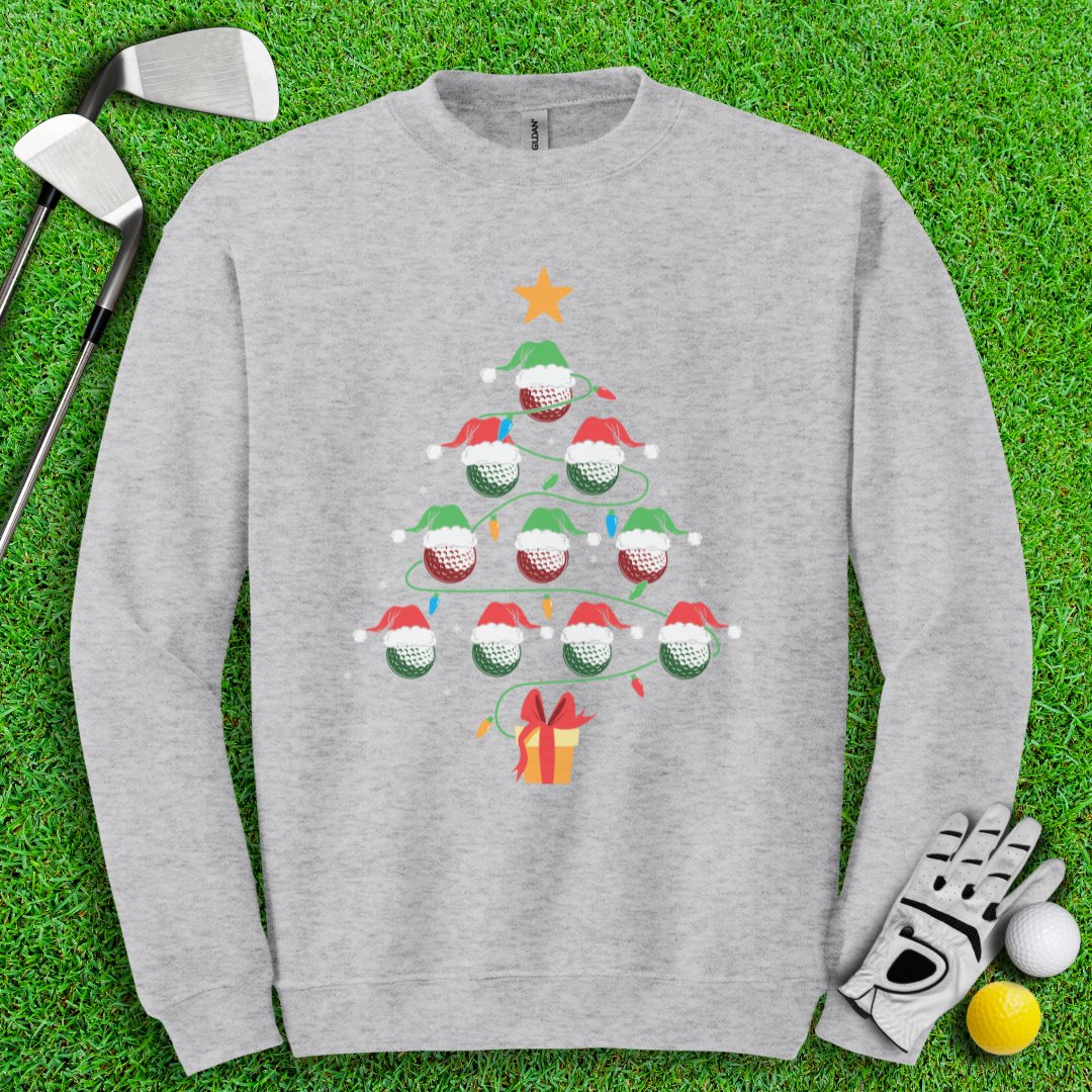 Golf Ball Christmas Tree Crewneck - TeeHee Golf Gear