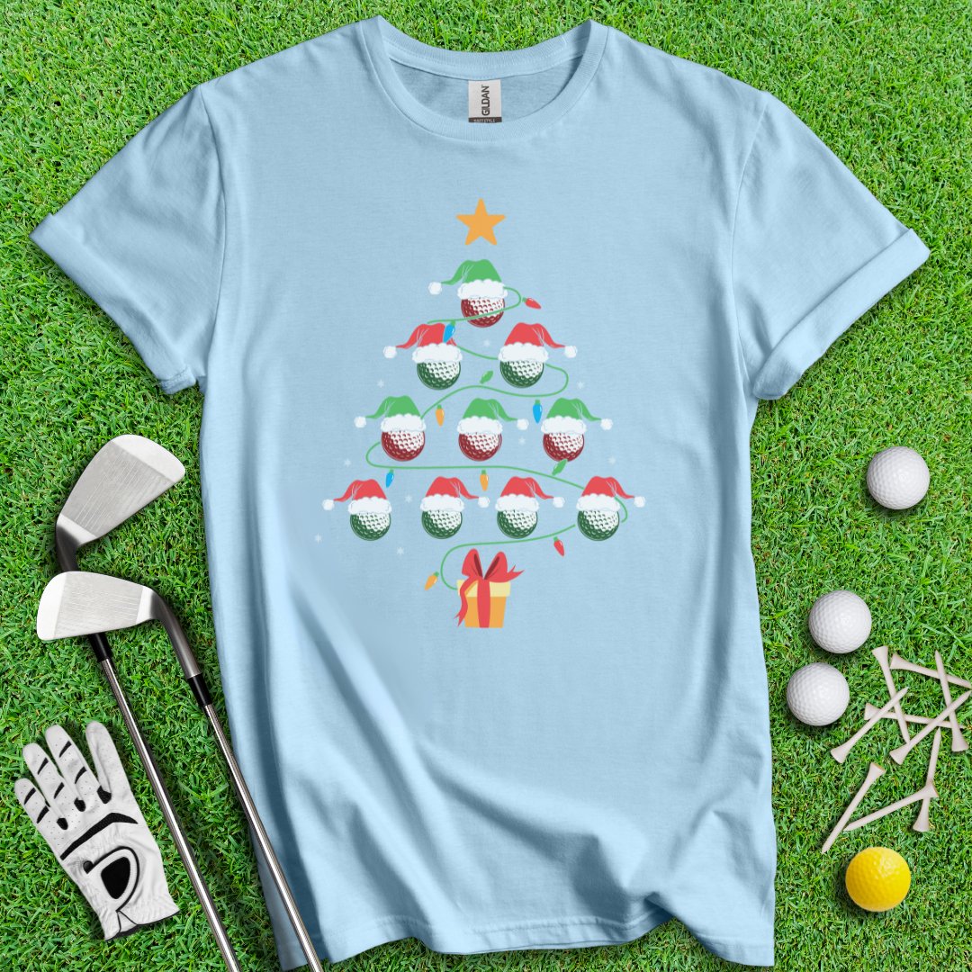 Golf Ball Chritmas Tree T-Shirt - TeeHee Golf Gear