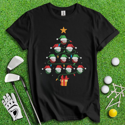 Golf Ball Chritmas Tree T-Shirt - TeeHee Golf Gear