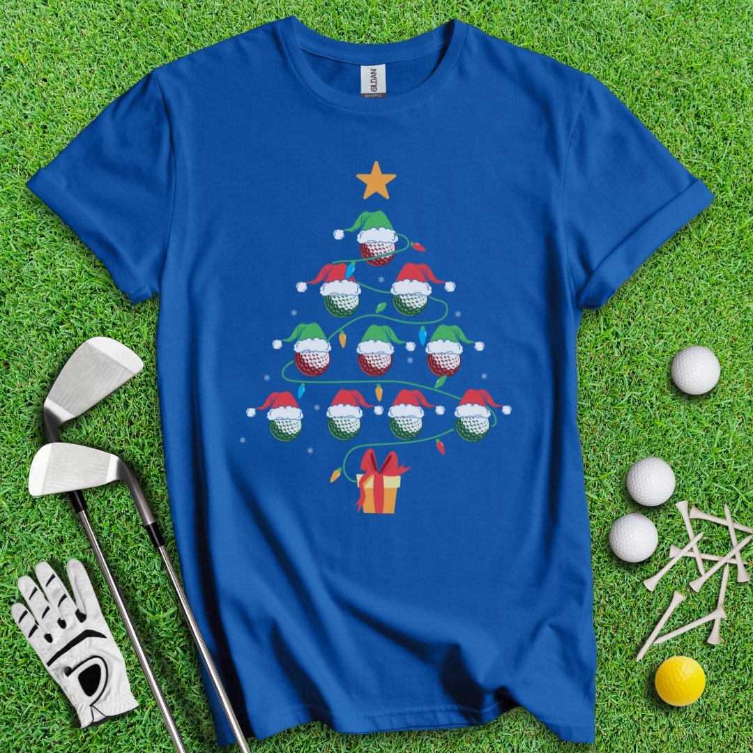 Golf Ball Chritmas Tree T-Shirt - TeeHee Golf Gear