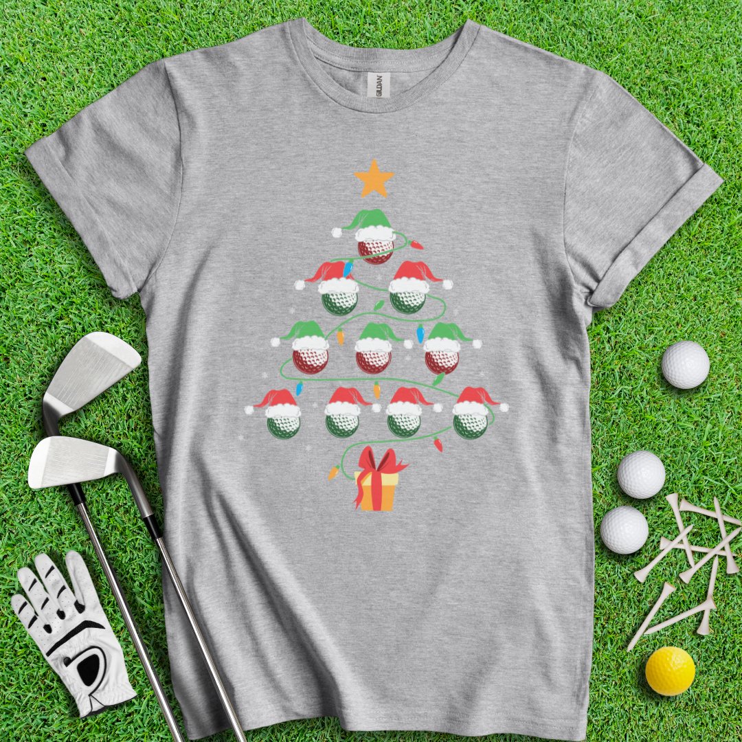 Golf Ball Chritmas Tree T-Shirt - TeeHee Golf Gear