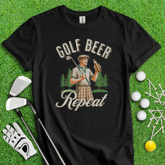 Golf Beer Repeat Retro Vintage T - Shirt - TeeHee Golf Gear