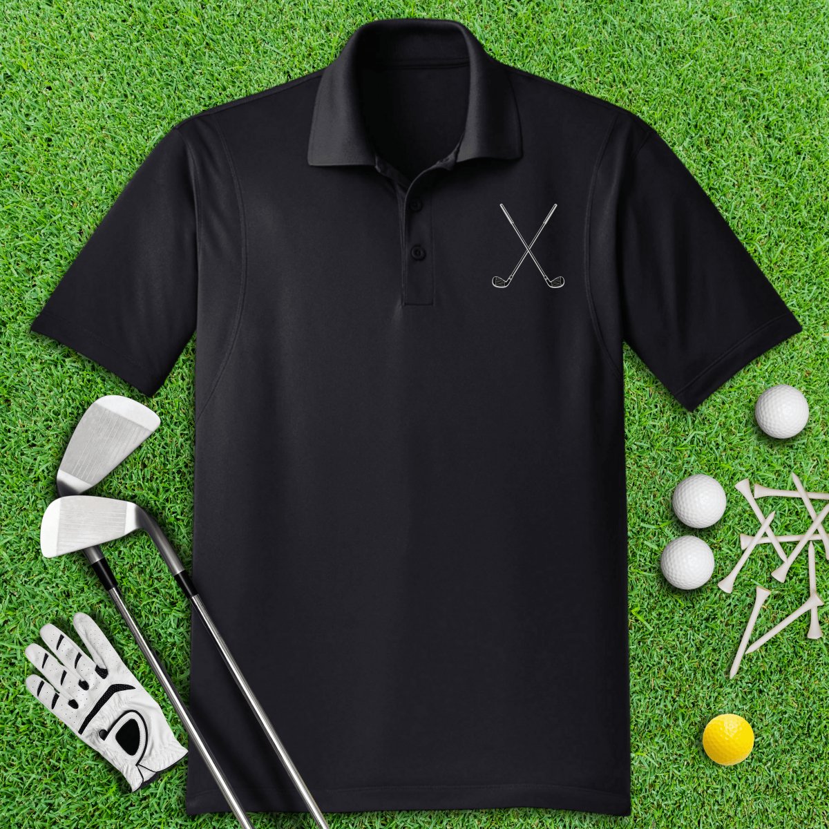 Golf Club Cross Polo Shirt - TeeHee Golf Gear