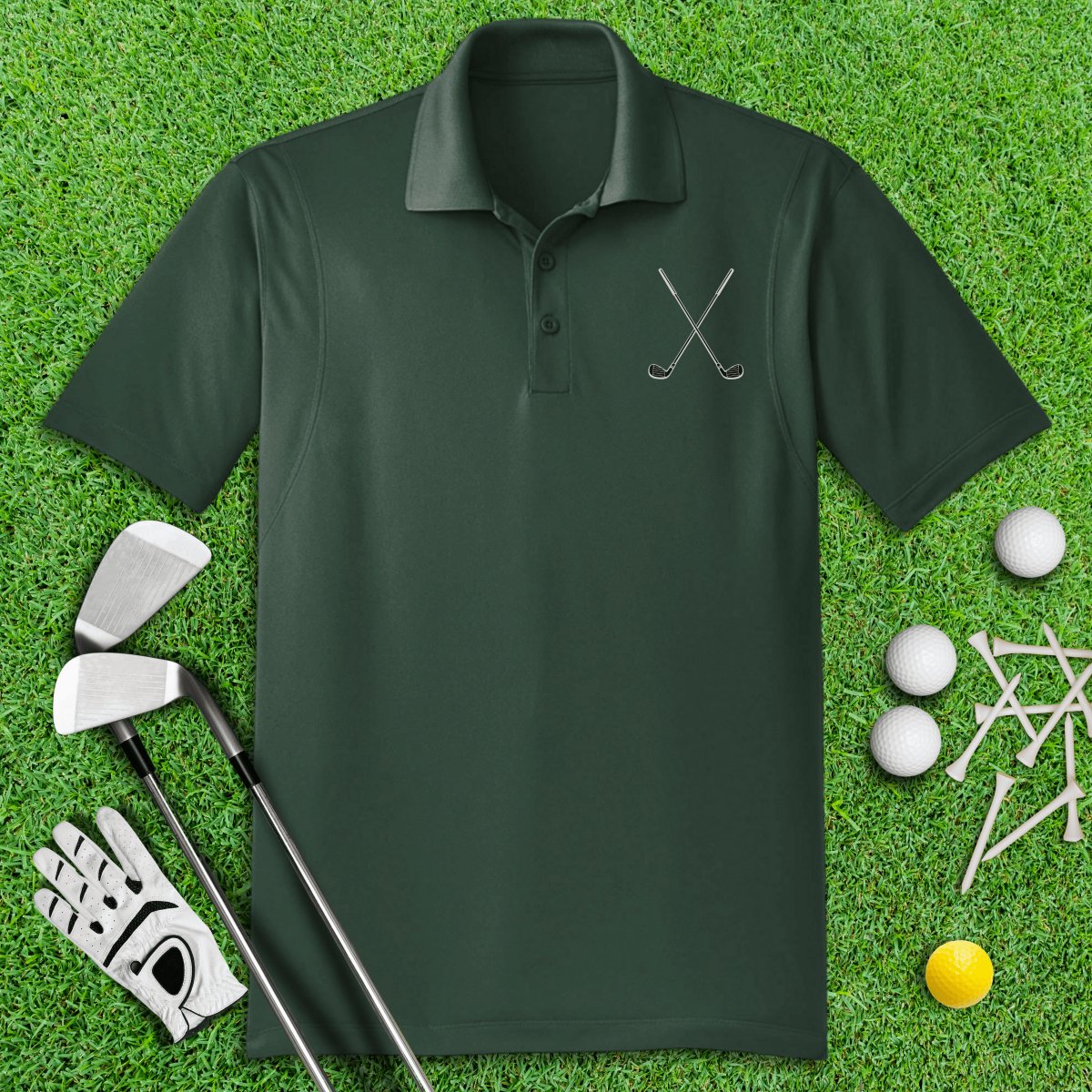 Golf Club Cross Polo Shirt - TeeHee Golf Gear