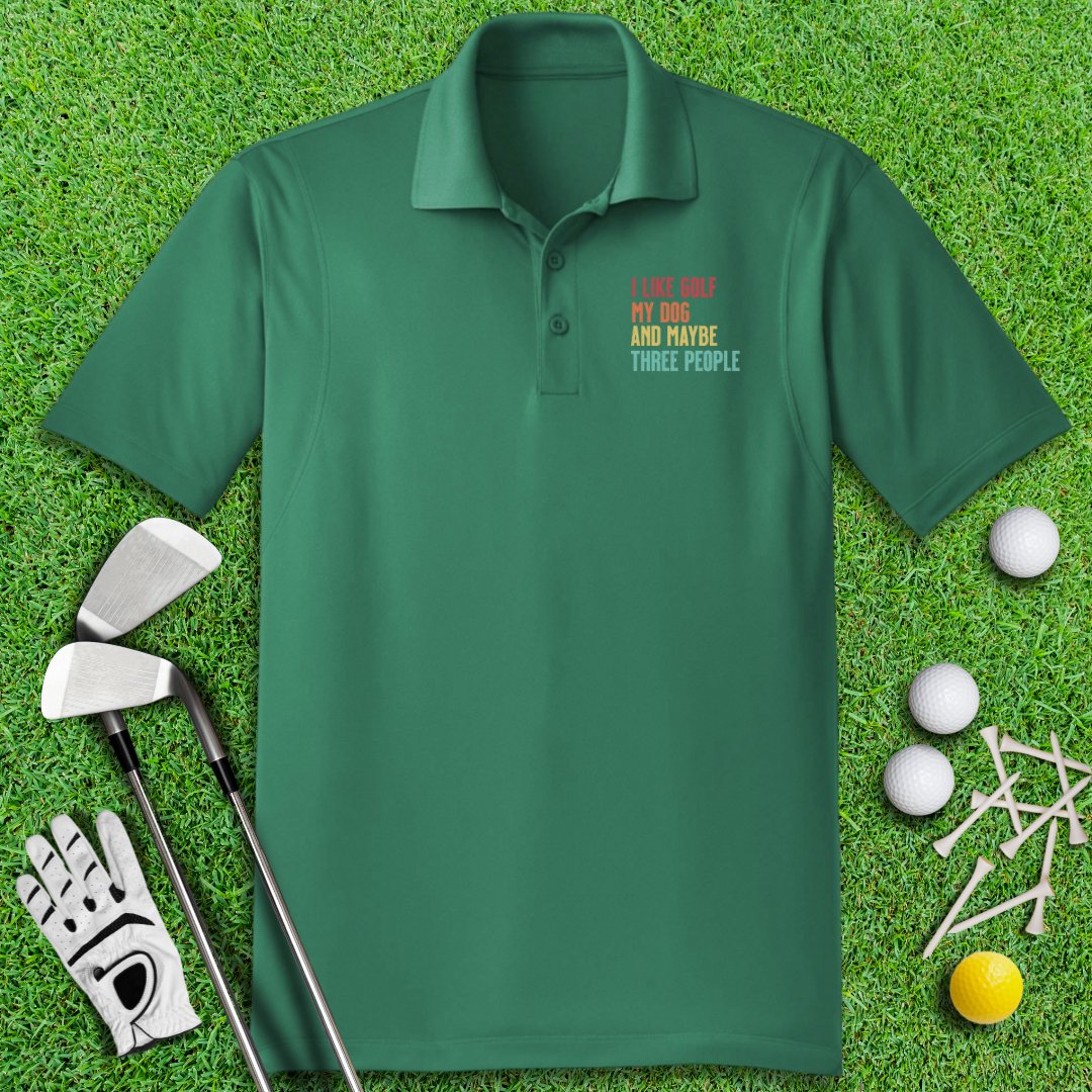 Golf, Dog, and Maybe 3 People Polo Shirt - TeeHee Golf Gear