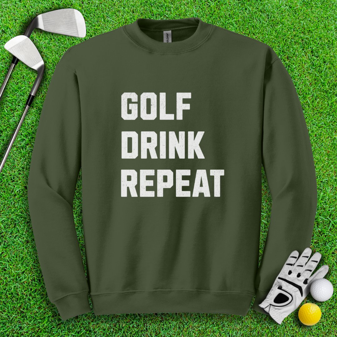 Golf Drink Repeat Crewneck - TeeHee Golf Gear