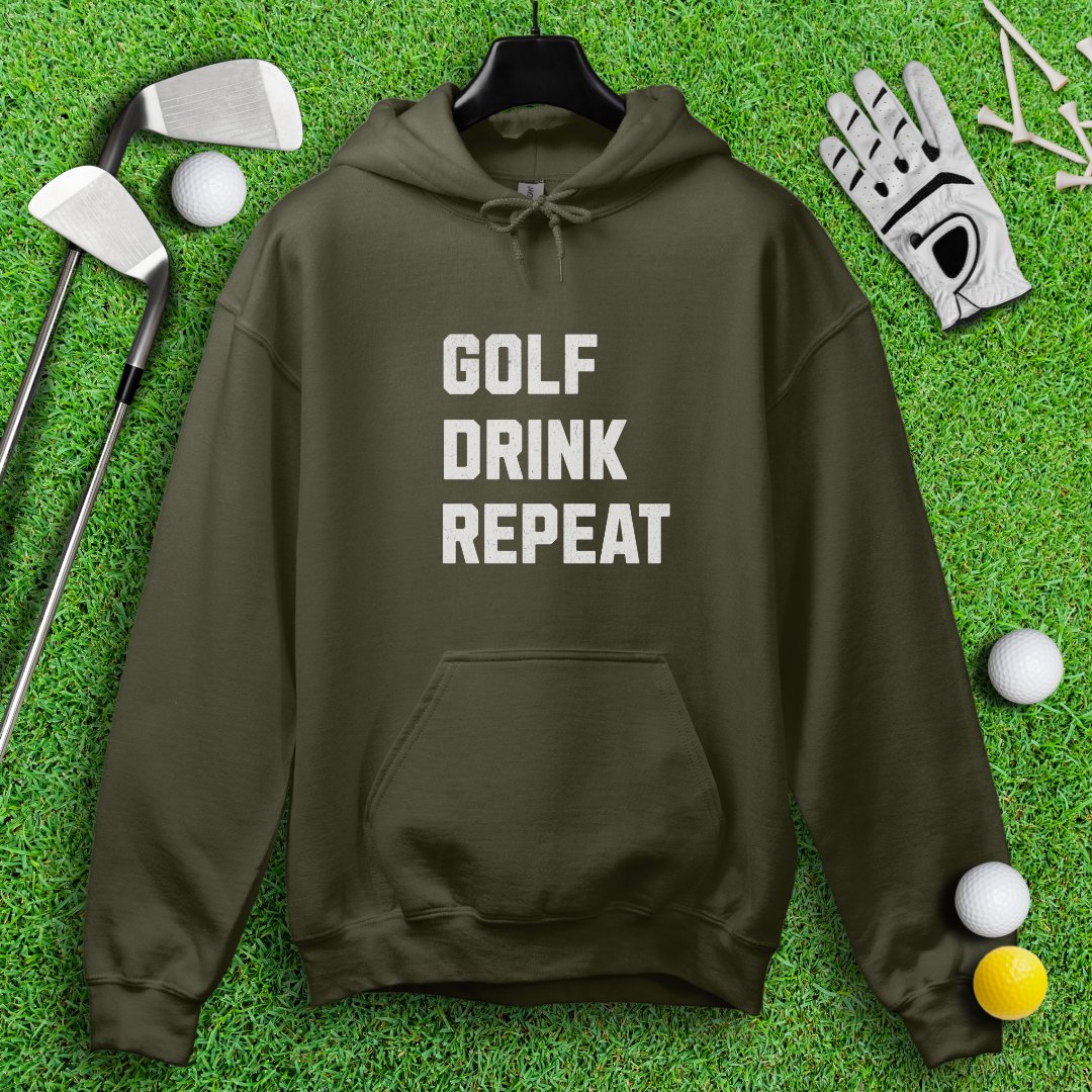 Golf Drink Repeat Hoodie - TeeHee Golf Gear