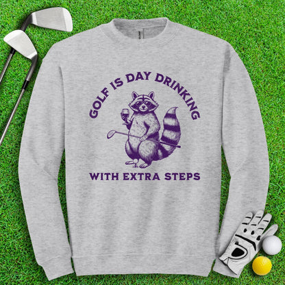 Golf Is Day Drinking Raccoon Crewneck - TeeHee Golf Gear