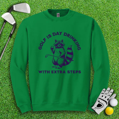 Golf Is Day Drinking Raccoon Crewneck - TeeHee Golf Gear