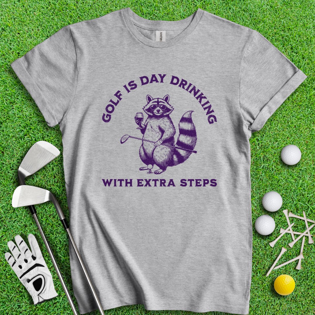 Golf Is Day Drinking Raccoon T-shirt - TeeHee Golf Gear
