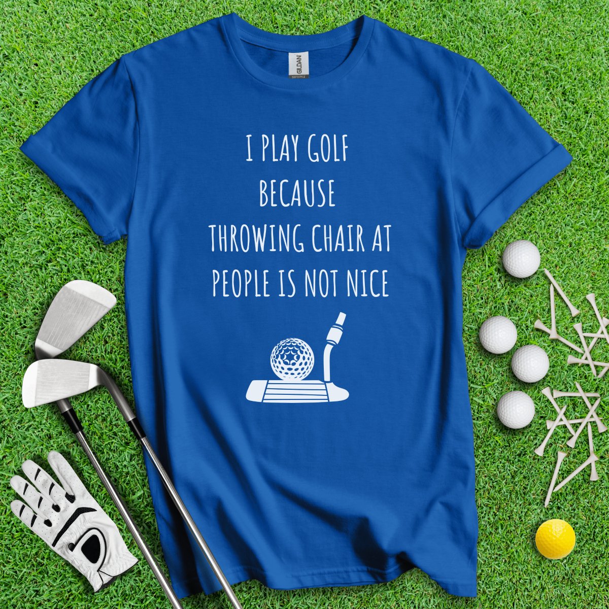 Golf Over Throwing Chair At People T - Shirt - TeeHee Golf Gear