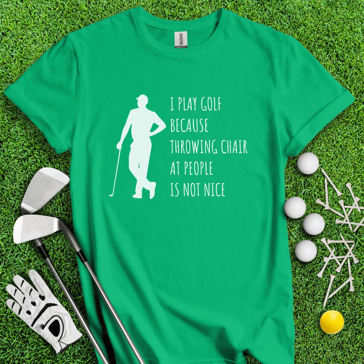 Golf Over Throwing Chair At People T - Shirt - TeeHee Golf Gear